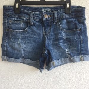 Distressed jean shorts